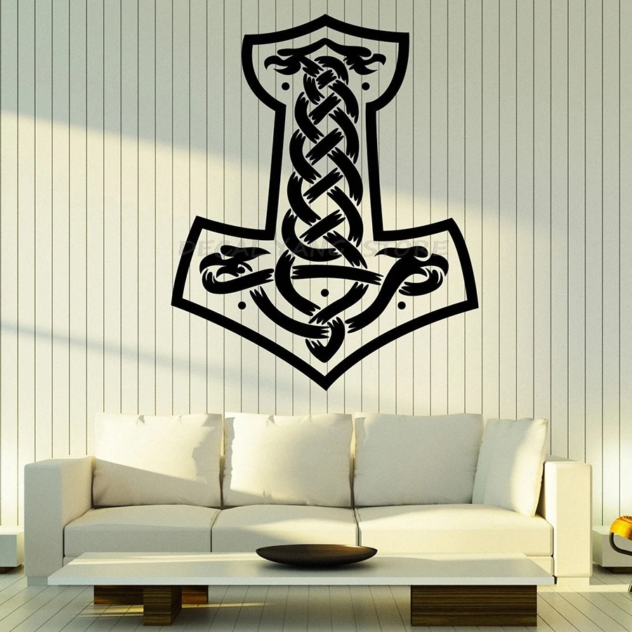 Wall Decal Mjolnir Scandinavian Thor Hammer Vikings Bedroom Living Room