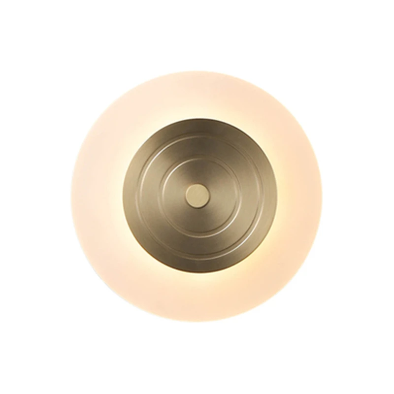 

Modern Simple Brass Disc Light Living Room Light Bedroom Bedside Lamp Staircase Round Wall Lamp Free Shipping