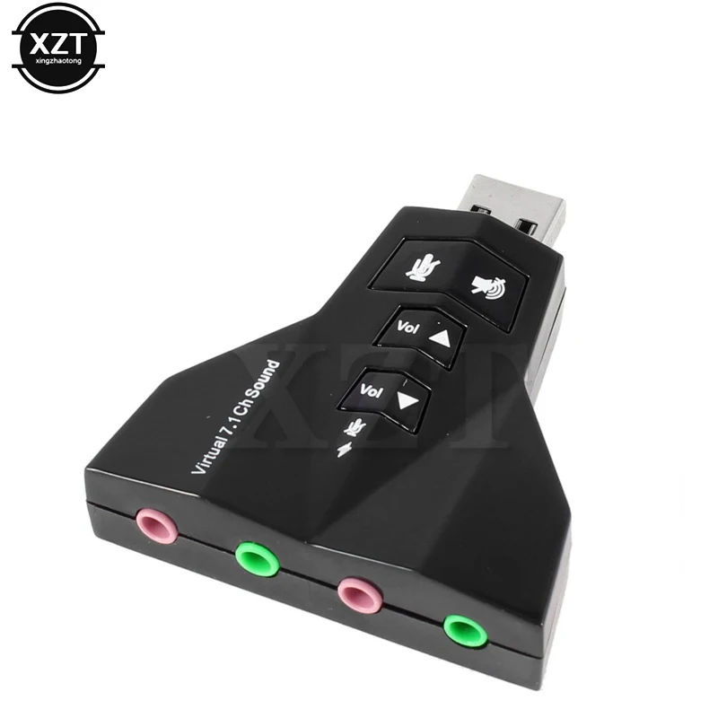 7.1 Channel USB 2.0 External Sound Card w/Dual 3.5mm Headset and Microphone Jack Interface,Laptop USB Stereo Mic Audio Adapter