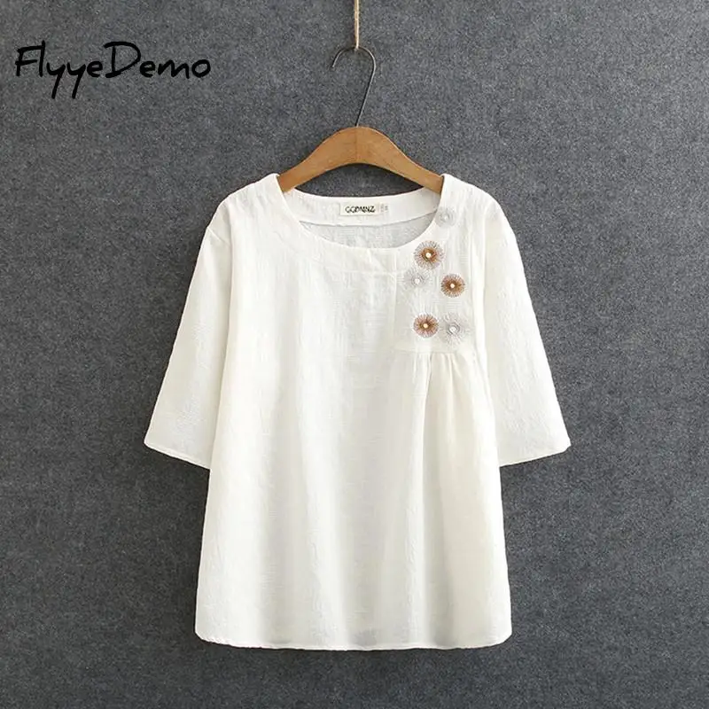 2020 женская футболка Женская свободная Базовая на весну летняя с вышивкой в стиле
