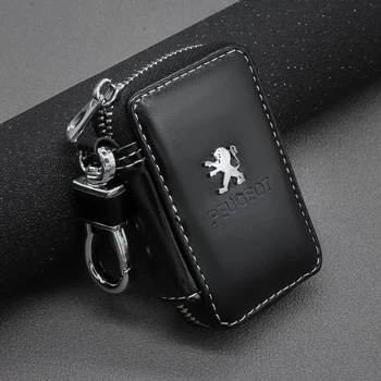 

Leather Key Wallets Zipper Car Key Holders Buckle Key Case Housekeeper Holder For Peugeot 107 108 206 207 308 307 508 2008 3008
