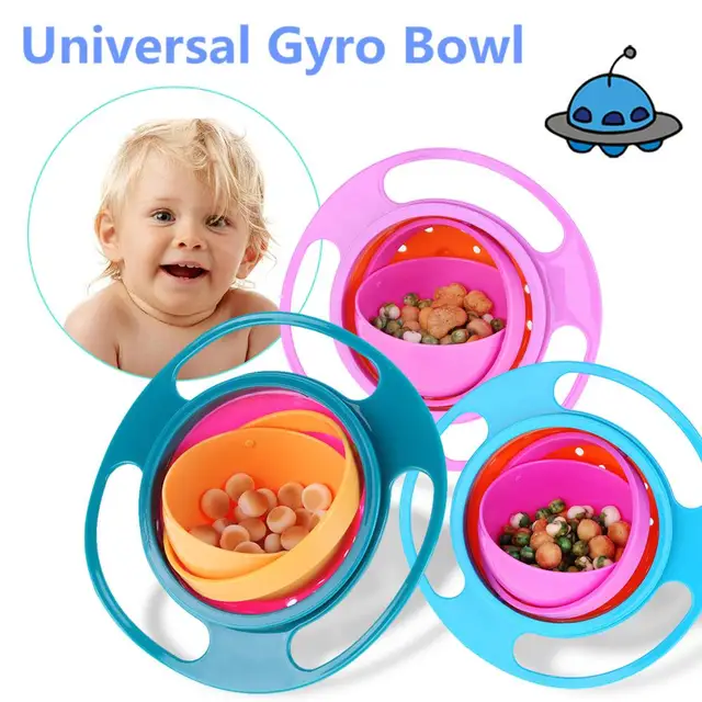 Baby Bowl Universal Gyro Bowl Practical Design Children 360 Degrees Rotate Balance Gyro Umbrella Bowl Spill-Proof Bowl Tableware 1