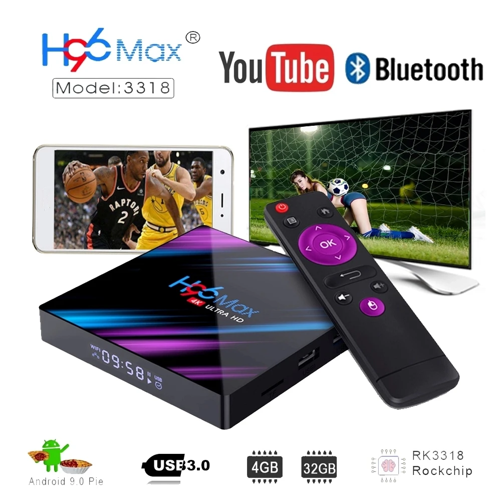 H96 MAX 10 0 Смарт ТВ коробка с двумя камерами процессор Rockchip RK3318 4 Гб Оперативная