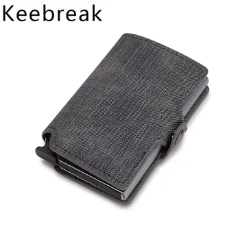

KEEBREAK Rfid Card Holder Wallet Men Trifold Leather Mini Thin Slim Smart Wallet Small Purse Money Pocket Bag Magic pop up Walet