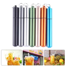 Телескопические соломинки из нержавеющей стали, металлические многоразовые соломинки для питья с соломенным ведром и соломинкой Для путешествий F5