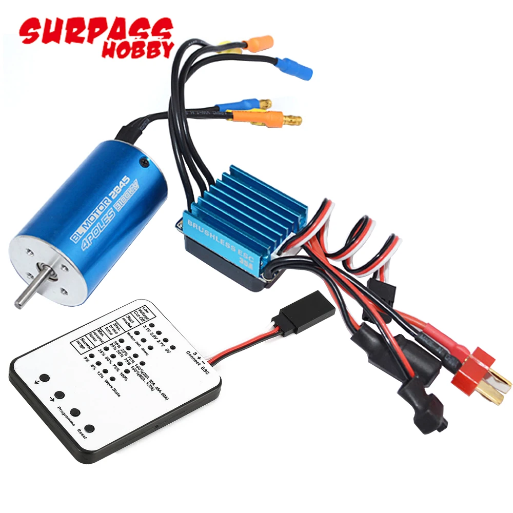 RC 2845 4370/3930/3800/3100KV бесщеточный мотор + 35A ESC и светодиодный карточка программы для 1/14