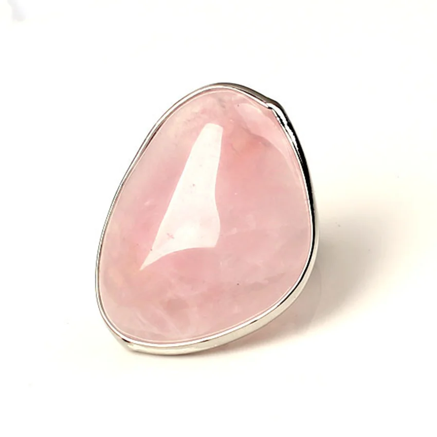 Трендовые бусины посеребренные изменяемые неправильной формы натуральный розовый кварцевый кристалл обручальное кольцо для женщин ювелирные изделия
