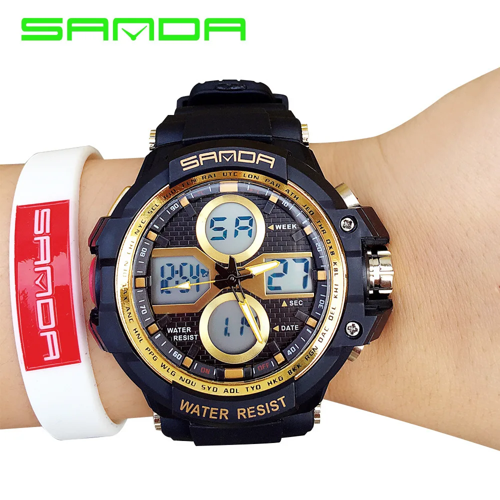 

SANDA Sanda Teenager Watch Men's Fashion Men Cool Colorful Night Light Sports Waterproof Electronic Watch
