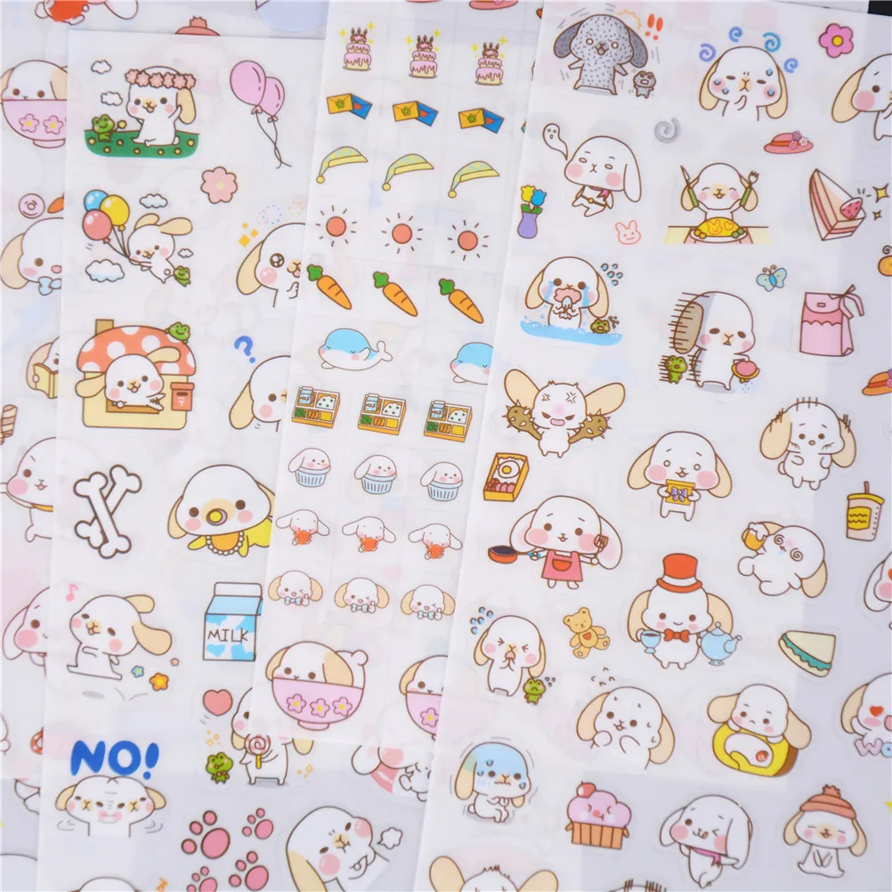 

6 pcs/set Big Ears Happy Dogs Stickers Diary Sticker Scrapbook Decoration PVC Stationery Stickers 8.7 * 16cm