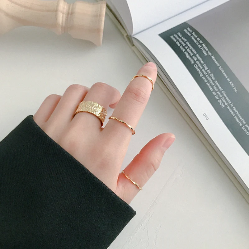 Женское волнистое кольцо F.I.N.S корейское на костяшки пальцев аутентичное из