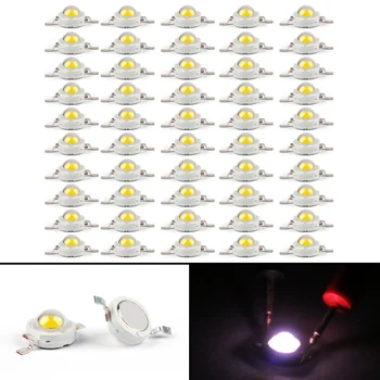 

Artudatech 50Pcs 3W LED Full Spectrum White Beads Lamp Diodes High Power Epistar Chip Light