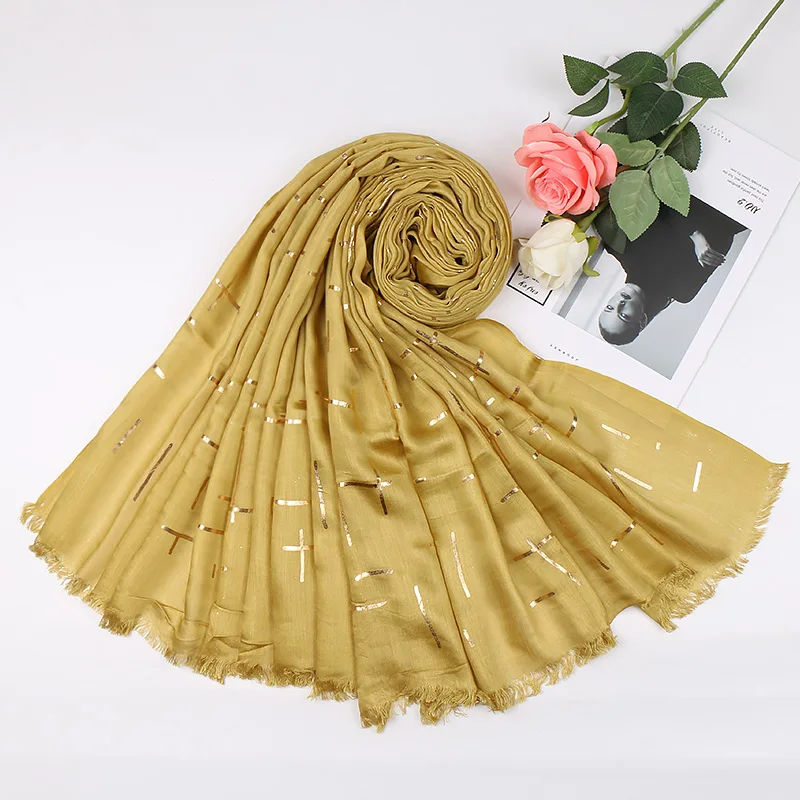 Блестящий геометрический хиджаб шарф мерцающий Хлопок мусульманские платки с бахромой шали обертывания модные шарфы-повязки 10 шт./лот - Цвет: 3