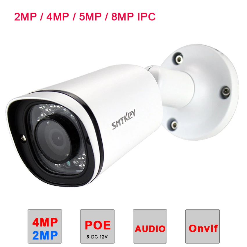 SMTKEY H.265 DC 12 В/48 в POE 2,8 мм ip-камера 2MP/4MP/5MP/8MP аудио IPC Onivf Xmeye приложение для NVR или POE системы безопасности