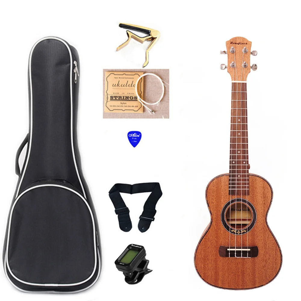 23 inch Ukulele Concert Electric Mini Guitar Ukelele with Bag Capo 4 String Strap Picks Hawaii Guitar UKU Gift Mahogany UK2319A