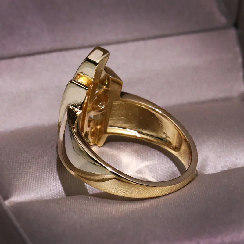 Готические преувеличенные неправильные кольца из желтого золота с цирконием для женщин новые модные персонализированные кольца для вечеринки коктейльное ювелирные изделия на заказ