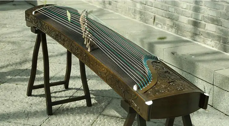 professional 21 strings Chinese zither nanmu solid wood Guzheng Professional 9 dragons engraved Gu zheng zither free shipping