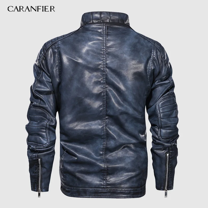 CARANFIER мужские кожаные куртки новые осенние кожаные пальто повседневная мотоциклетная куртка Мужские байкерские куртки европейские размеры дропшиппинг