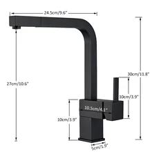 Quyanre Matte Black Square Pull Out Kitchen Faucet Single Handle Mixer Tap Hot Cold Water Mixer For Kitchen Swivel Spout Mixer