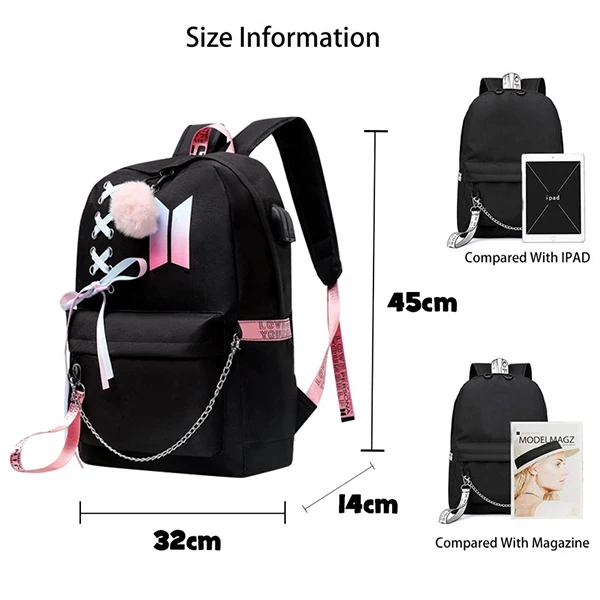 BTS USB Charge Backpacks