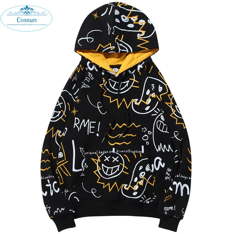 Comic Doodle Hoodie Cosplay Sweatshirts Mens Male 3d Print Fashion Cool Hip Hop Hooded Jacket Coats Streetwear | Мужская одежда