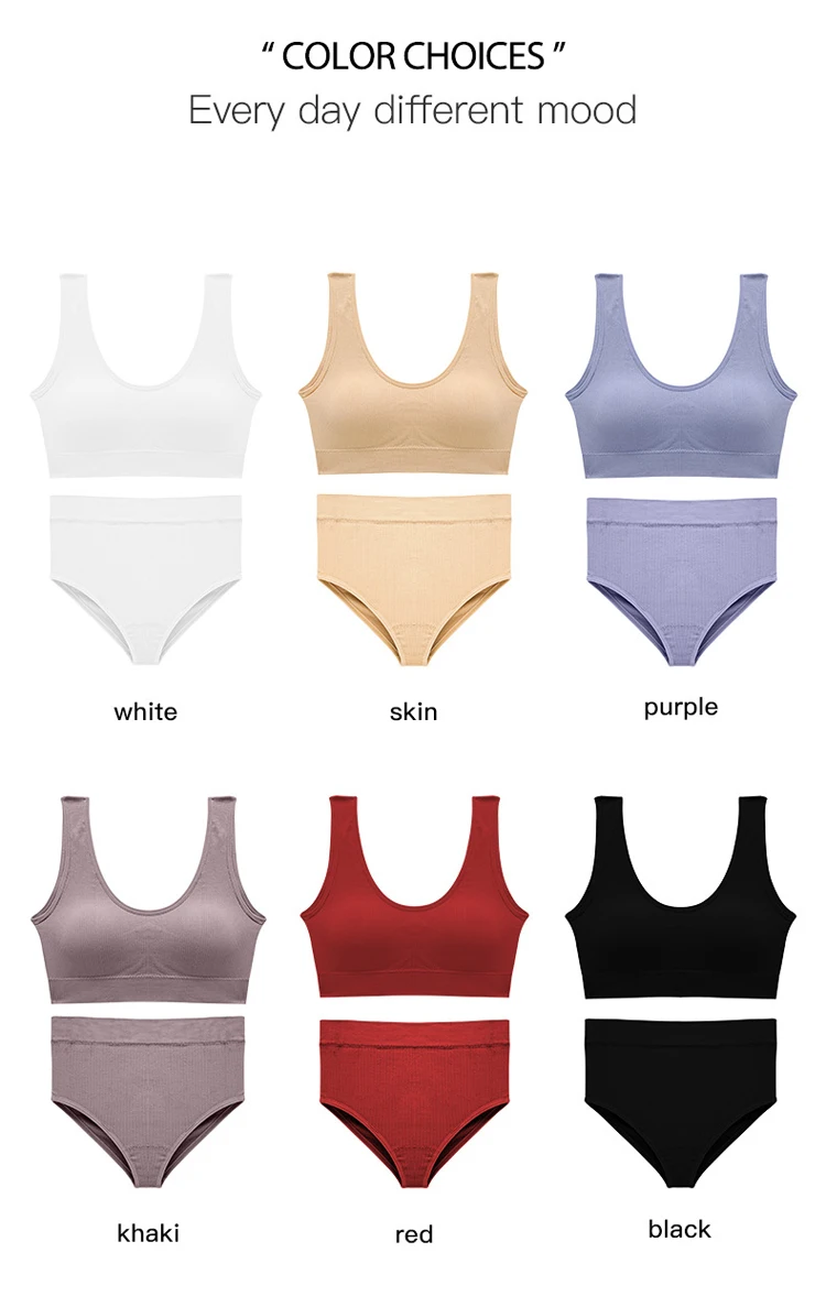 white underwear set CINOON Sexy Seamless Tops Set High Waist Panties Women Wireless Underwear Suit Soft Padded Bras Set Backless Bralette Lingerie lace bra panty set