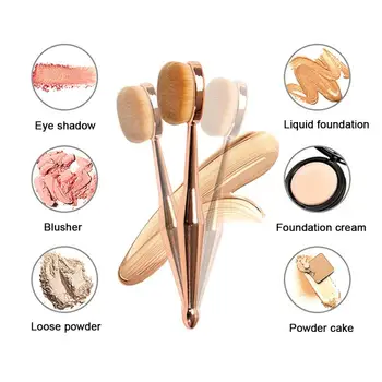 

2PCS Toothbrush Type Foundation Brush Oval Gold Nylon Soft Eye Face Blush Brush Plastic Reusable Multi-purpose Makeup Brush Tool