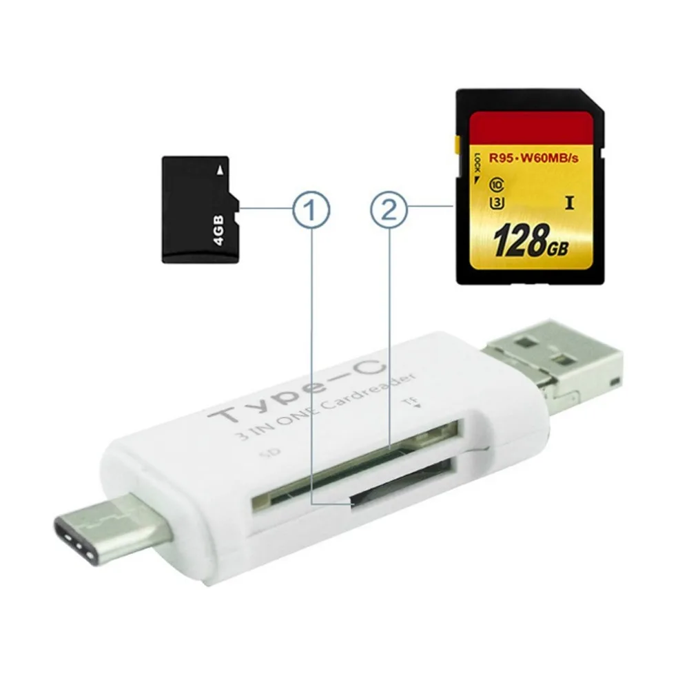 Многофункциональный Универсальный OTG тип-c кардридер USB 3,0 USB A Micro USB комбо в 2 слота TF SD кардридер для портативных ПК