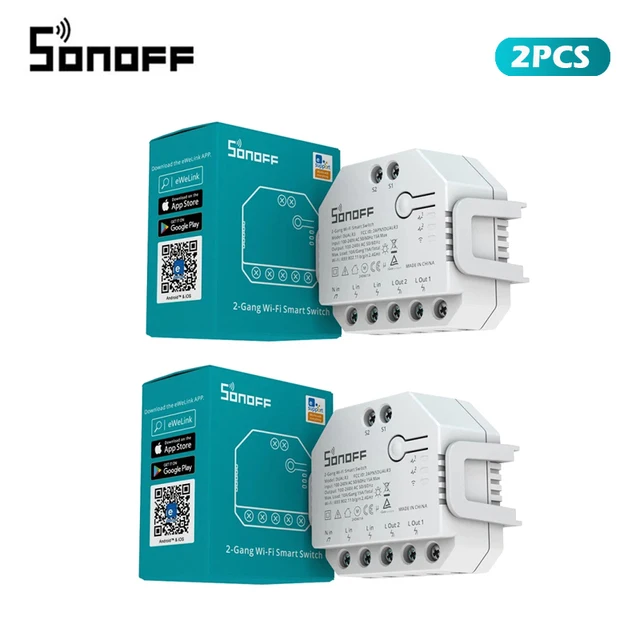 ITEAD SONOFF DUAL R3 2 Gang WiFi Dual Relay Module DIY MINI Smart Switch Power Metering Control Via eWeLink Alexa Google Home 