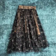 Новая женская модная Сексуальная Асимметричная юбка с принтом из сетки 1016