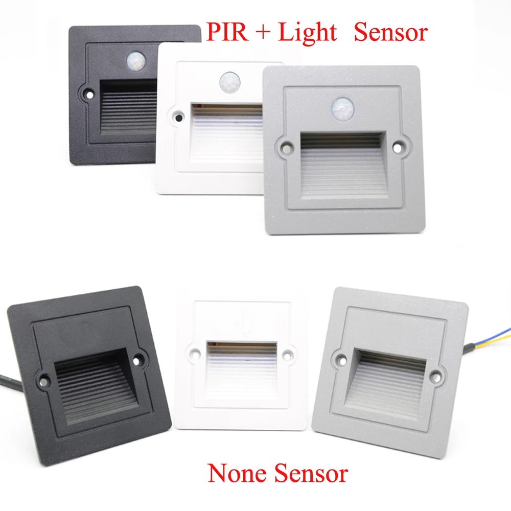 Wall Light Outdoor Porch Light Outdoor Motion Sensor Wall Sconce Led Stair Lights IP65 Step Lamp Recessed Indoor Garden Staircase Decks Pathway Yard Lighting