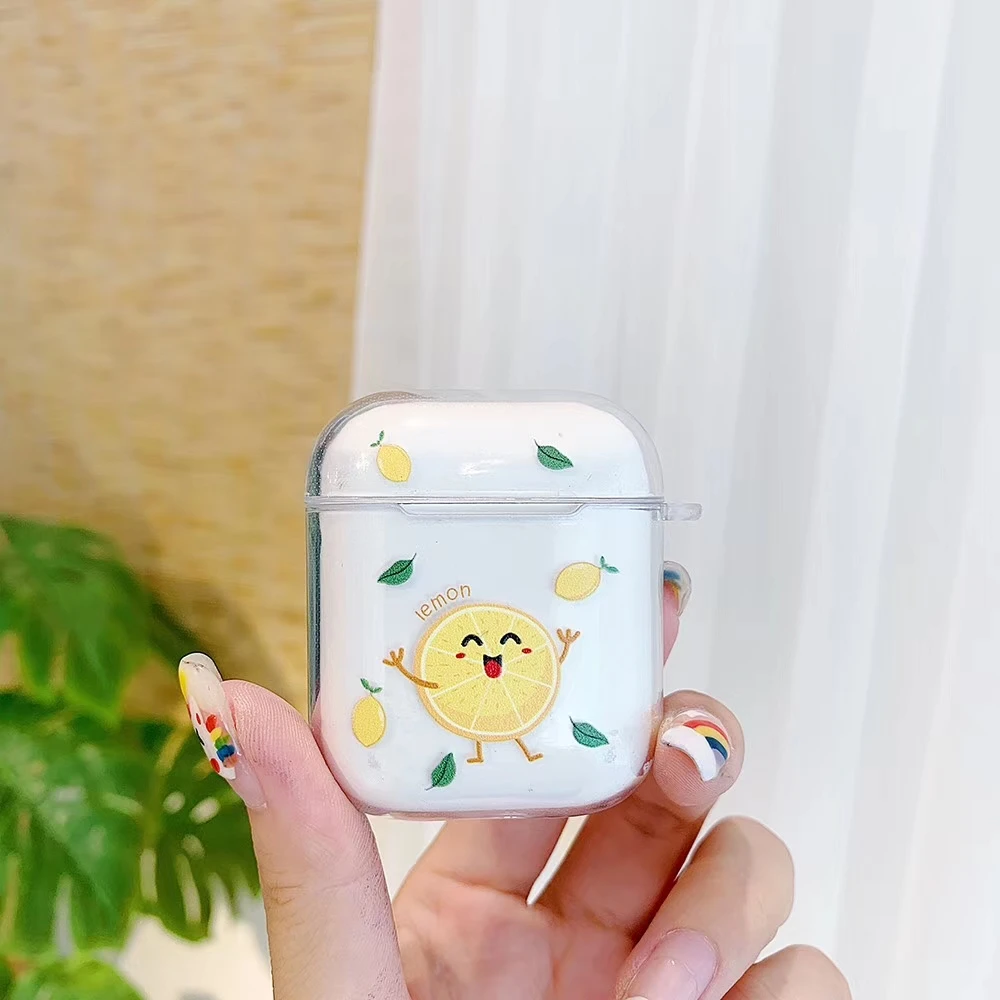 Чехол для наушников с милым рисунком авокадо для Airpods, простой прозрачный чехол из ТПУ для AirPods 2, bluetooth-гарнитура