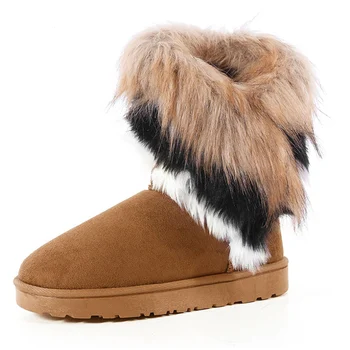 

Winter Snow Boots Women Faux Fur Ankle Booties Female Slip-On Warm Fashion Shoes Ladies Flat Comfortable Footwear Plus Size