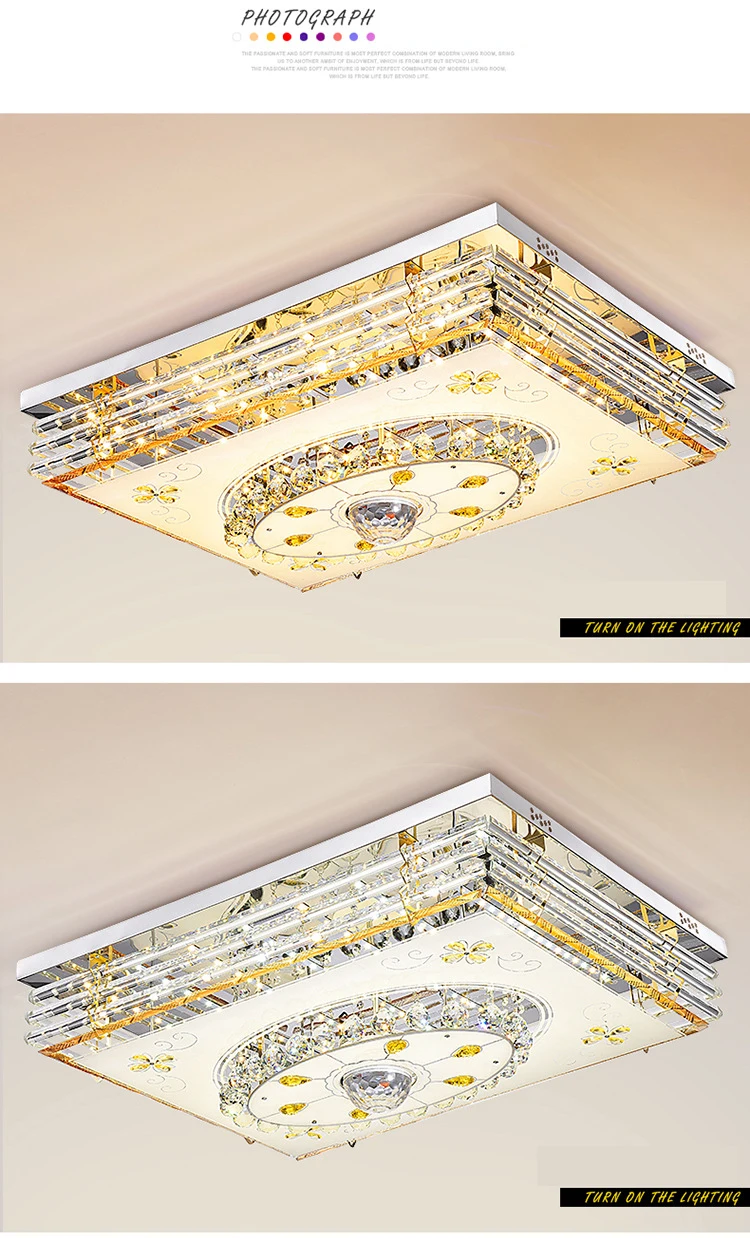 Mordern LED Crystal Ceiling Light Lamps RGB Dimmable 220V APP Bluetooth& Music Speaker Colorful Bedroom Living room Smart Lamp