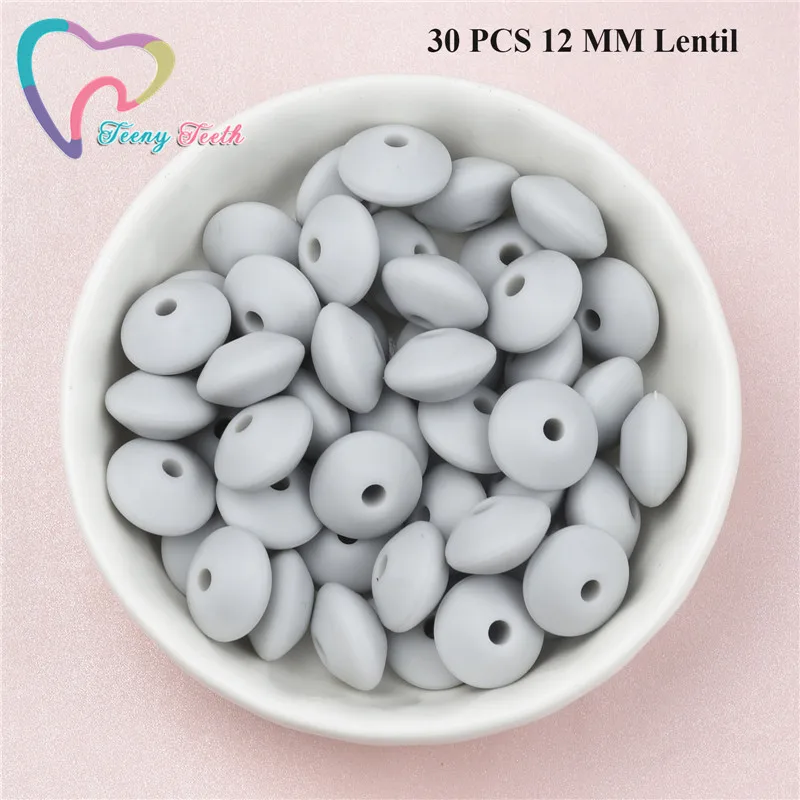 30 PCS 12 MM Lentil Teeny teeth 10 шт Силиконовые Круглые шарики для прорезывания зубов 9-15 мм Детские кусающие ожерелье зубы бусины Diy жевательные силиконовые украшения - Цвет: 30 PCS 12 MM Lentil