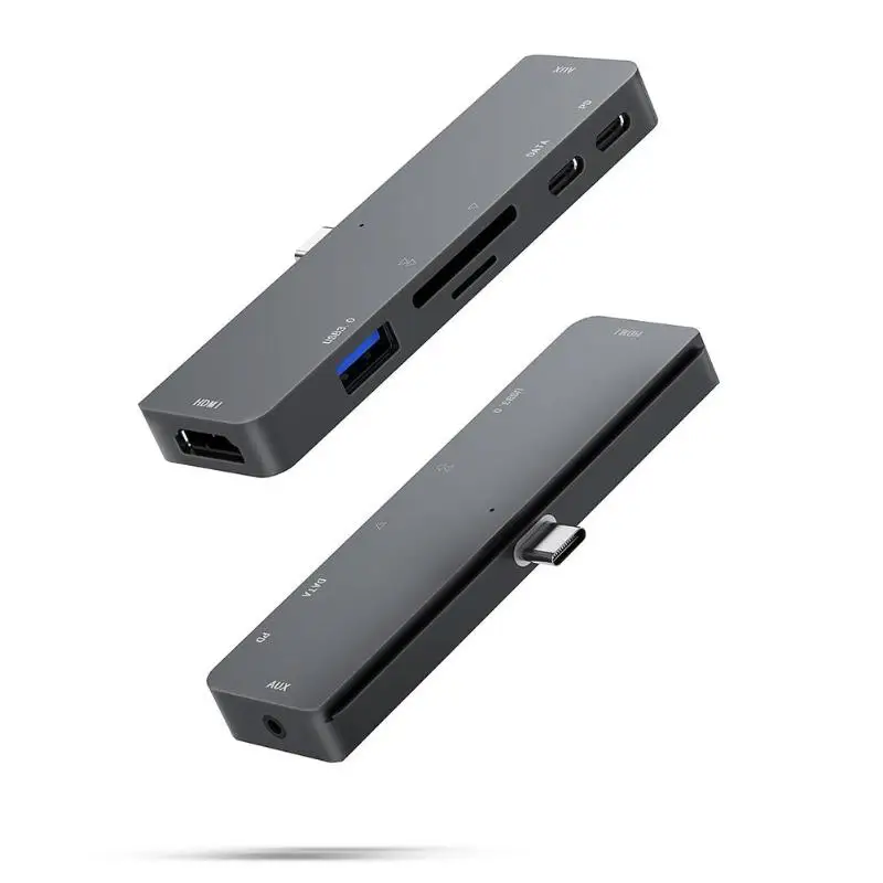 7 в 1 Многофункциональный usb type-C концентратор к HDMI USB3.0 USB-C PD TF карта AUX адаптер 5 Гбит/с скорость передачи данных подключение кард-ридер