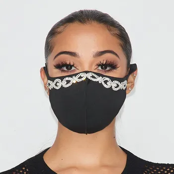 

Shiny Rhinestone Crystal Face Mask Adult Unisex Ice Silk Cotton Mask Reusable Breathable Washable Mask Mascarilla Reutilizable