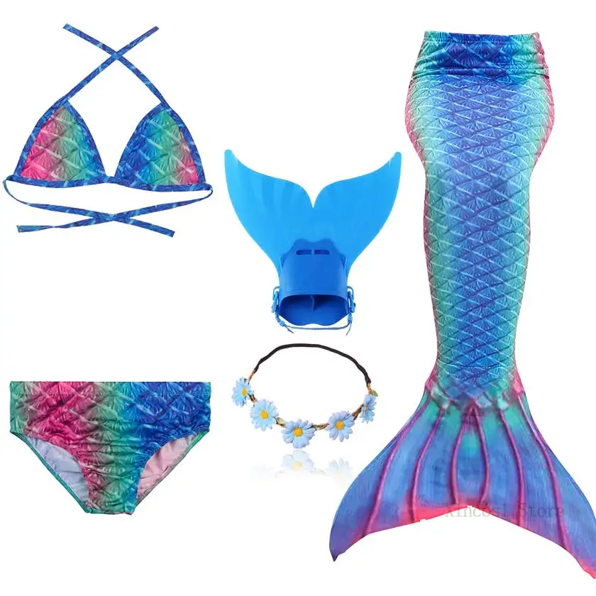 Package 2 New Arrival Mermaid Tails with Garland or with Monofin Flipper Bathing Suit for Swimming Swimsuit Ariel Mermaid Cosplay Costume - Цвет: Package 2