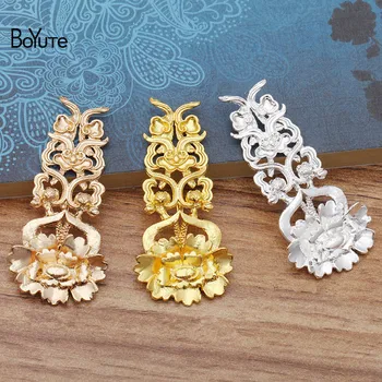 

BoYuTe Wholesale 20Pcs Metal Alloy 50*23MM Flower Rose Jewelry Materials Diy Hand Made Accessories Parts