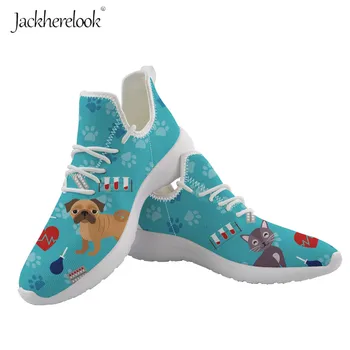 

Jackherelook Lovely Pug Dog Sneaker Shoes Comfortable Air Mesh Shoes for Women Veterinary Diagram VET Cute Cat Knit Flats Shoes