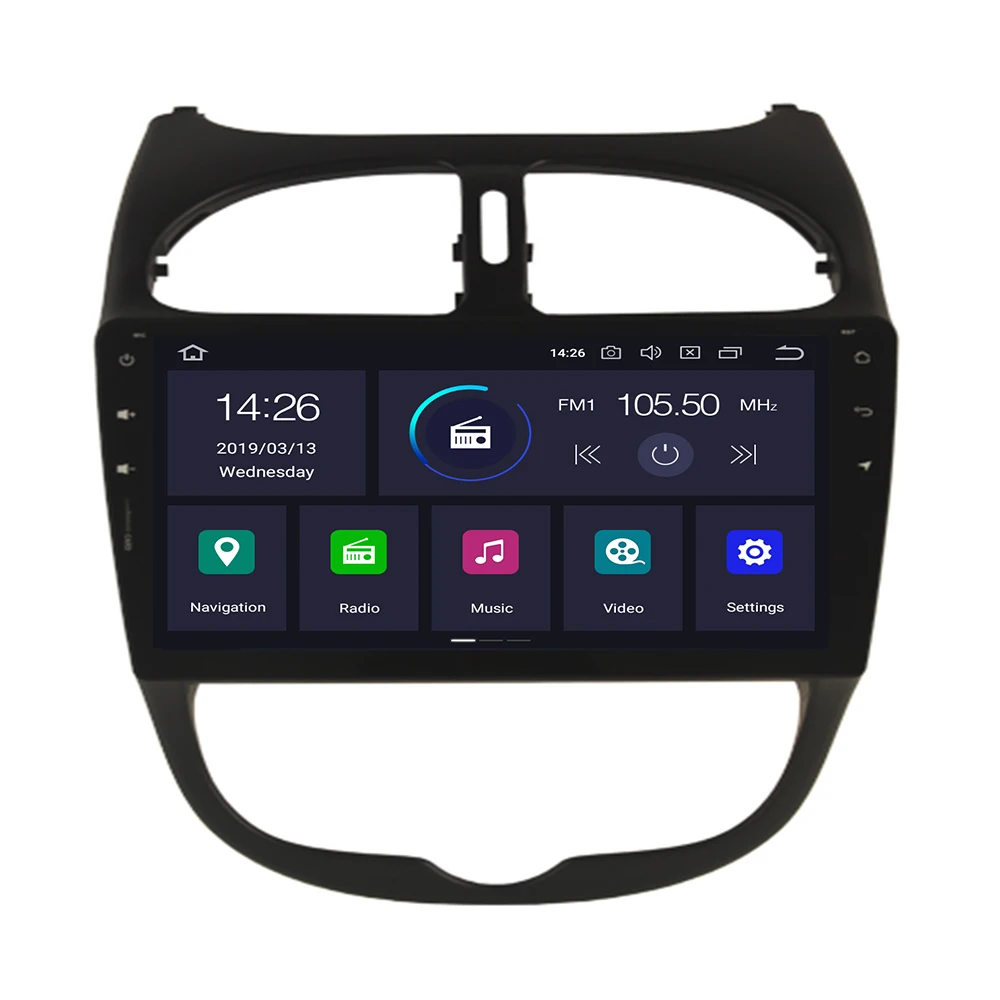 Автомагнитола 9 дюймов Android 10 GPS для Peugeot 206 Авторадио RDS FM аудио видео головное