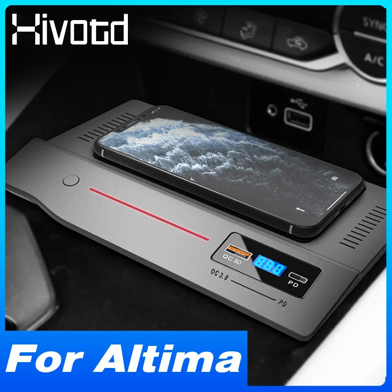Car QI Wireless Charger For Nissan Altima 2021 2019 Accessories 15W