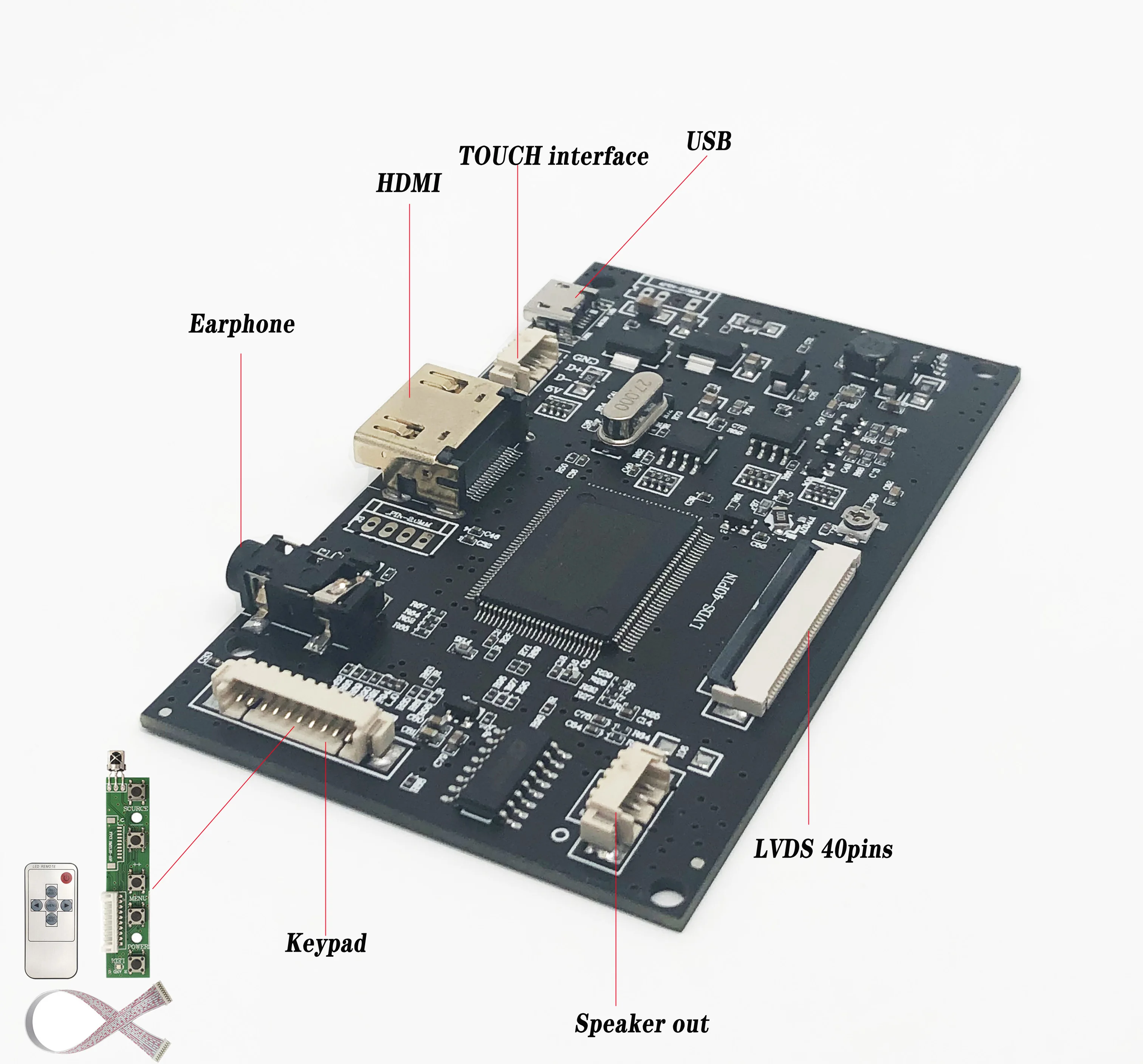 Плата драйвера HDMI + Аудио ЖК-дисплея 7-дюймовая ЖК-панель 1024*600 USB 5 в комплекты DYI