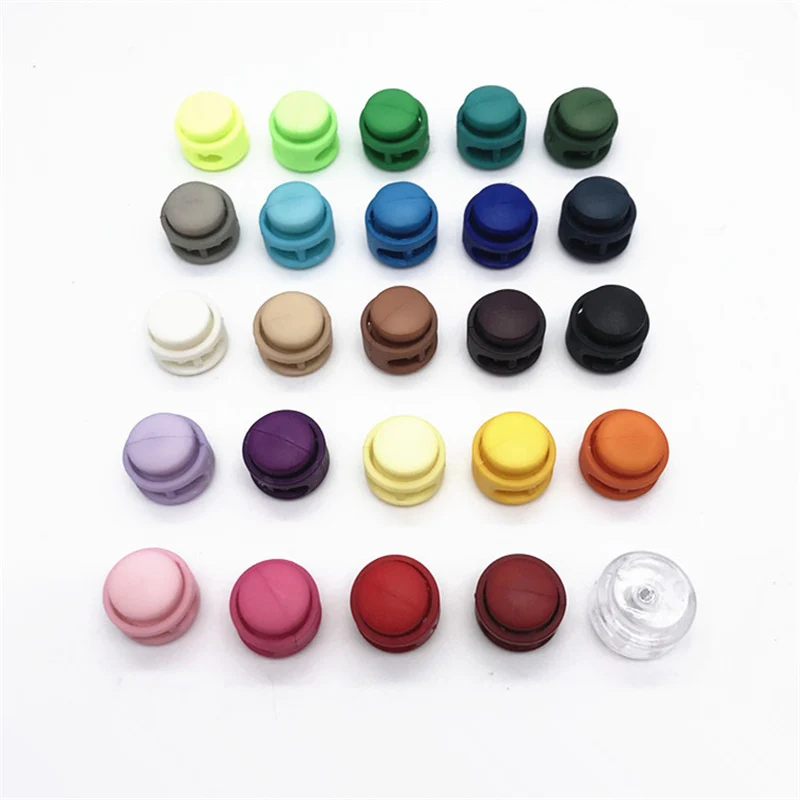 20/50/100Pcs 라운드 플라스틱 나일론 스토퍼 코드 잠금 모자 코드 끝 봄 탄성 조정 버클 DIY 스포츠 밧줄 단추