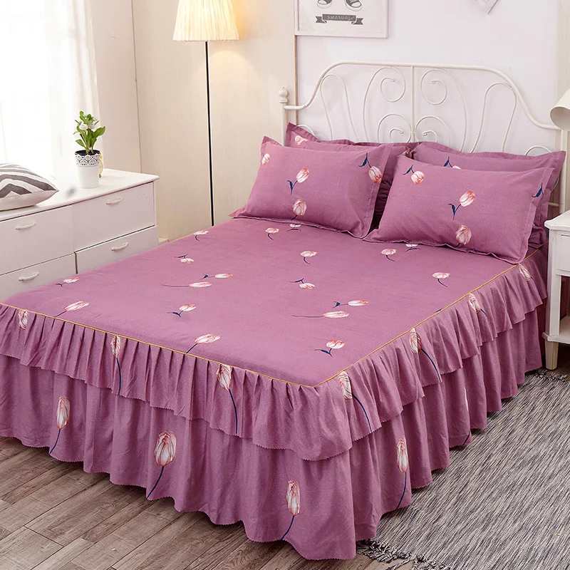 Bed cover with skirt Simmons чехол для матраса юбка алоэ-как хлопок двойной кровати юбка корейский стиль простыни гофрированные кровать юбка комплект Матрас протектор - Цвет: Bed cover with skirt