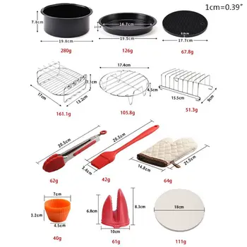 

12Pcs Air Fryer Accessories Cake Pizza Oven Barbecue Frying Pan Tray Steamer Set
