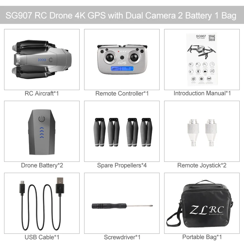 SG907 5G wifi 4K gps Радиоуправляемый Дрон с камерой 1080P HD камера Дрон Следуйте за мной жесты Фото Видео складной Радиоуправляемый квадрокоптер - Цвет: 4K 2B with Bag