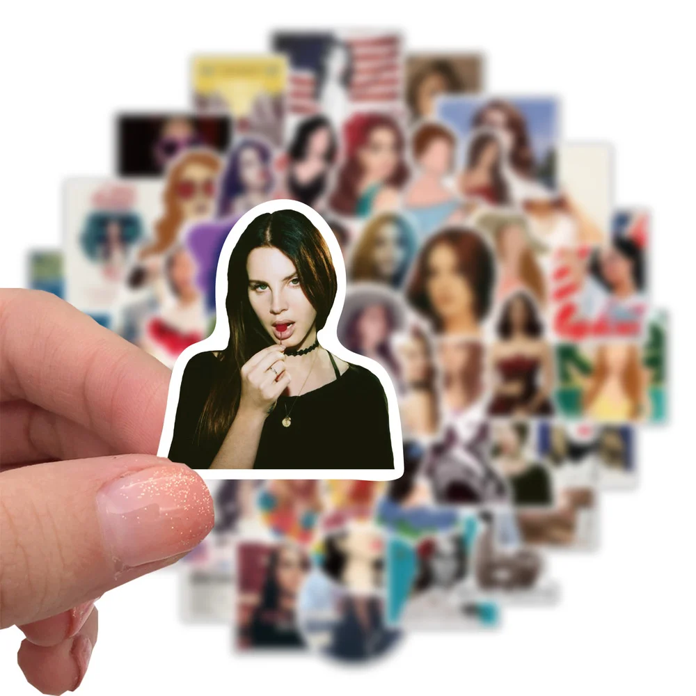 Decorative stickers 10/50PCS Singer Lana Del Rey stickers Cool laptop Guitar luggage Skateboard phone bike car Waterproof sticker decal Kid toys