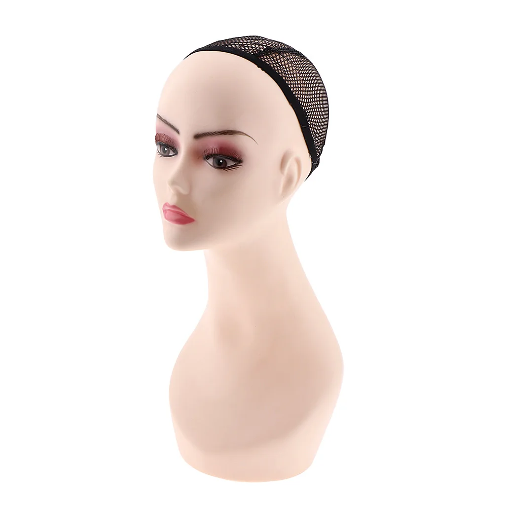 1 Piece Professional Female Flesh Tone Mannequin Head With Wig Net Cap, Long Neck Hat Scarfs Wigs Display Head