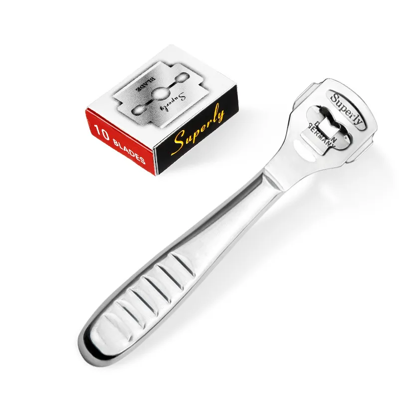 

New Foot Care Tool Stainless Steel 1pc Dead Skin Callus Remover Planer Cutter Shaver Foot + 10pcs Blades