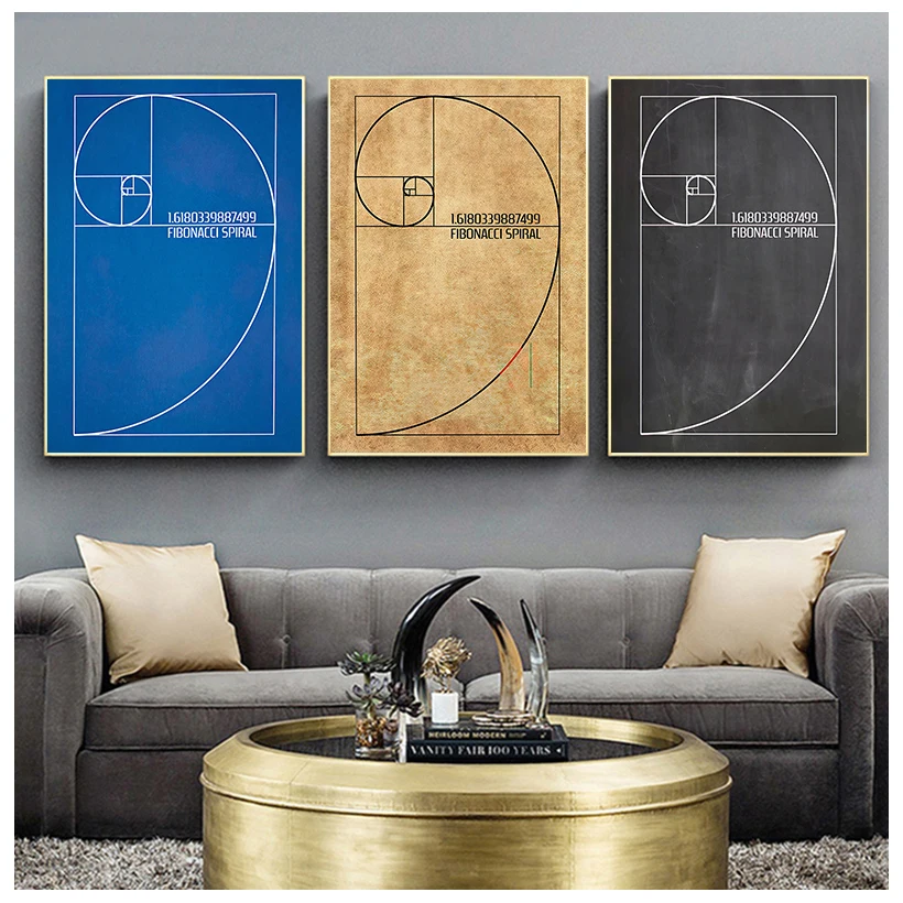 Prints Digital Prints Golden Ratio Print Fibonacci Spiral Poster 